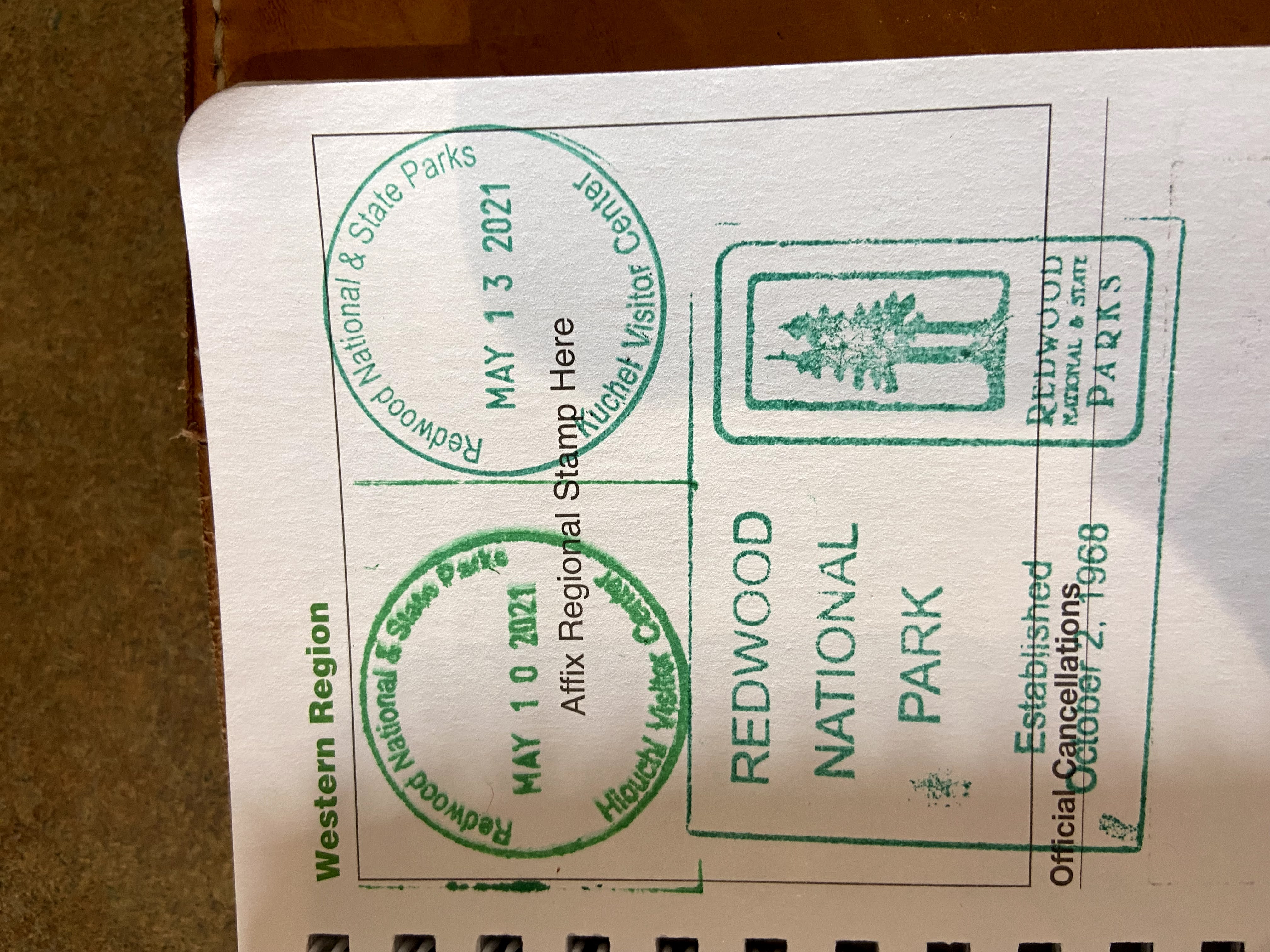 redwoods national park stamp in parks passport