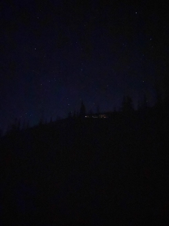 image is very dark and shows a night sky taken from Rocky Mountain National Park. It is very dark.