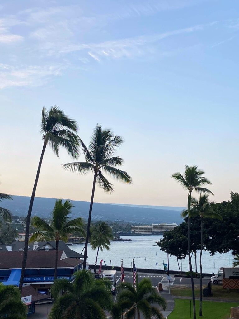 image shows a view from the balcony at King Kamehameha hotel in Kona   on The Big Island of Hawaii